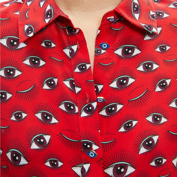 Alice + Olivia Red Long Sleeve Fitted Shirt - Picture 2 of 5